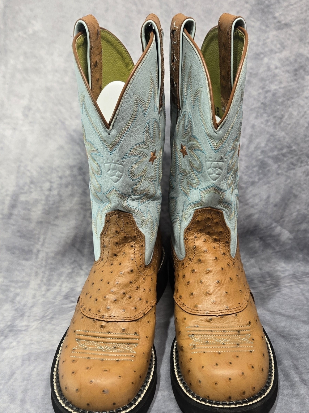 Ariat 16729 Boots Cowboy Women’s 8.5 B Pro Baby Ostrich Print Blue Brown Western